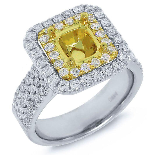 18k Two-tone Gold Diamond Semi-mount Ring - 1.08ct
