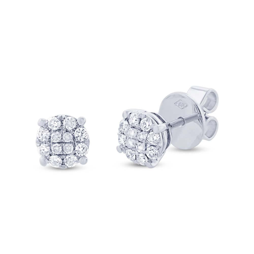 18k White Gold Diamond Cluster Stud Earring - 0.31ct