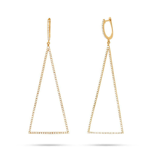 14k Yellow Gold Diamond Triangle Earring - 0.88ct