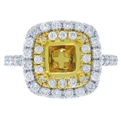 18k Two-tone Gold Diamond Semi-mount Ring - 0.73ct
