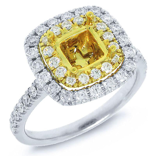 18k Two-tone Gold Diamond Semi-mount Ring - 0.73ct