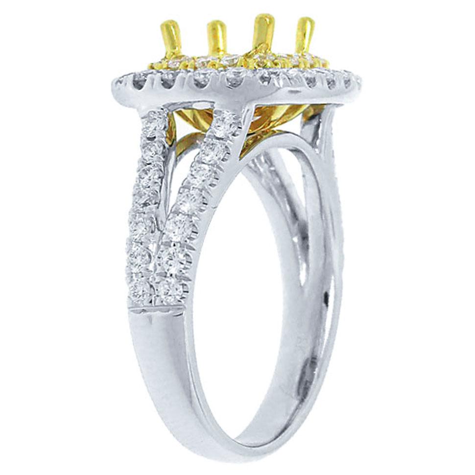 18k Two-tone Gold Diamond Semi-mount Ring - 0.91ct
