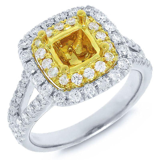 18k Two-tone Gold Diamond Semi-mount Ring - 0.91ct