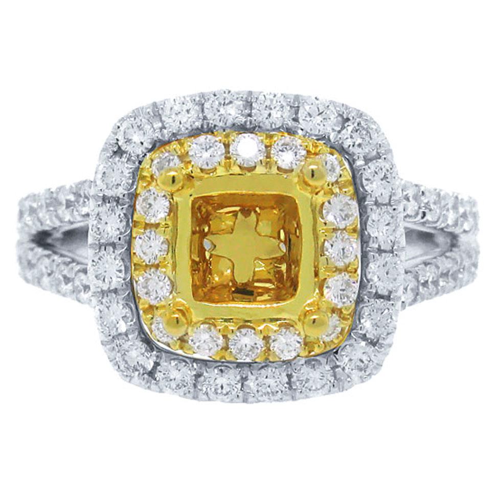 18k Two-tone Gold Diamond Semi-mount Ring - 0.91ct