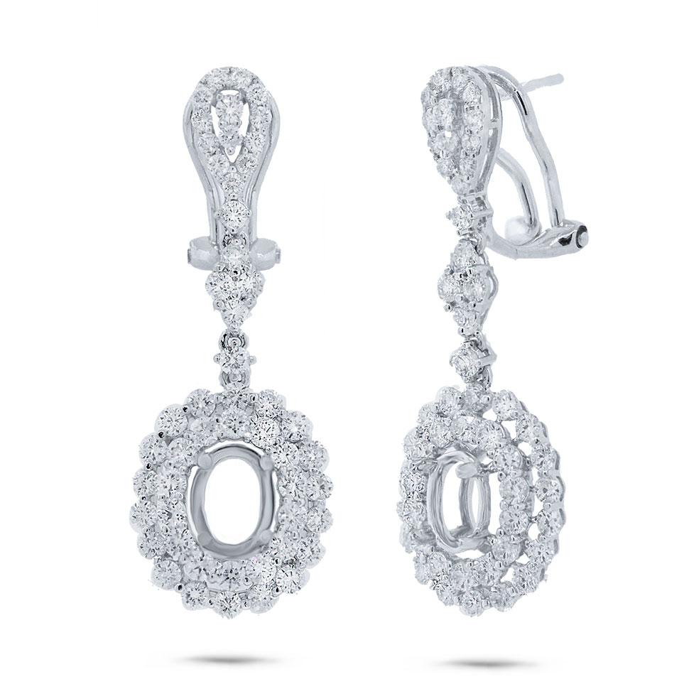 18k White Gold Diamond Semi-mount Earring - 2.34ct