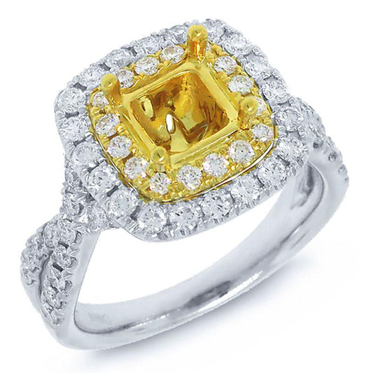 18k Two-tone Gold Diamond Semi-mount Ring - 0.92ct