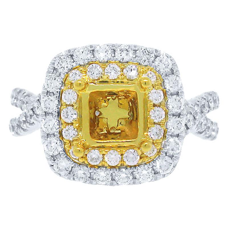 18k Two-tone Gold Diamond Semi-mount Ring - 0.92ct