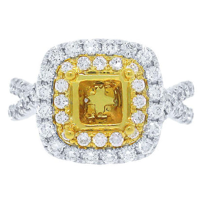 18k Two-tone Gold Diamond Semi-mount Ring - 0.92ct