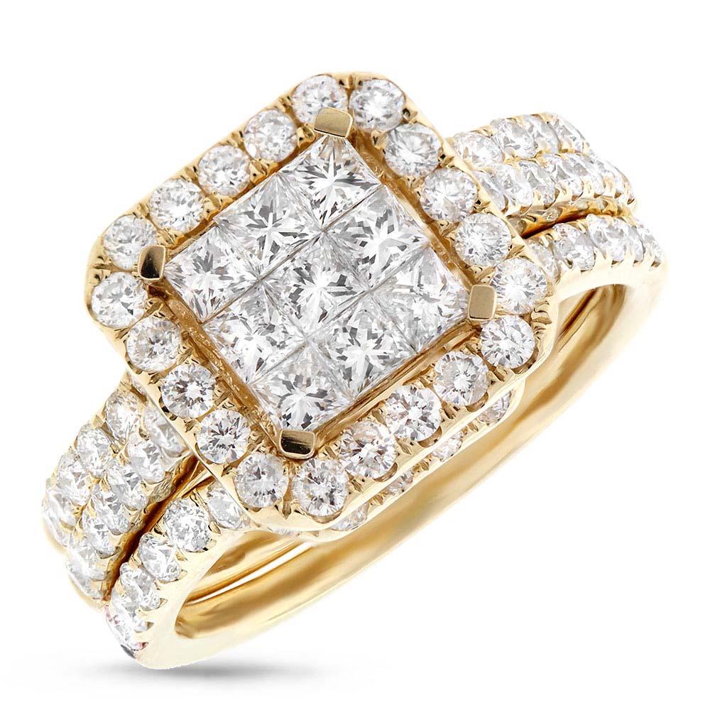 14k Yellow Gold Diamond Invisible Lady's Ring 3-pc - 2.04ct