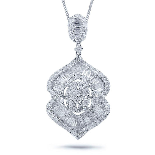 18k White Gold Diamond Pendant - 2.96ct