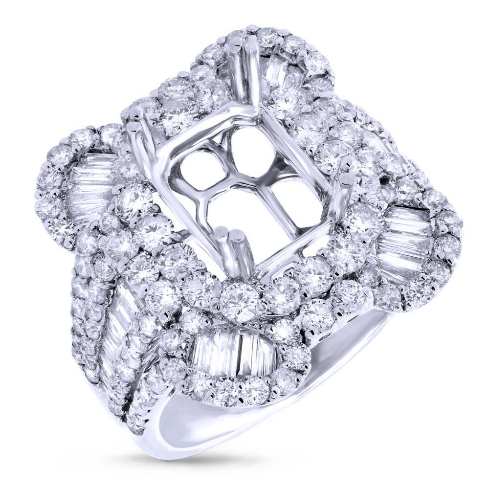 18k White Gold Diamond Semi-mount Ring - 2.74ct