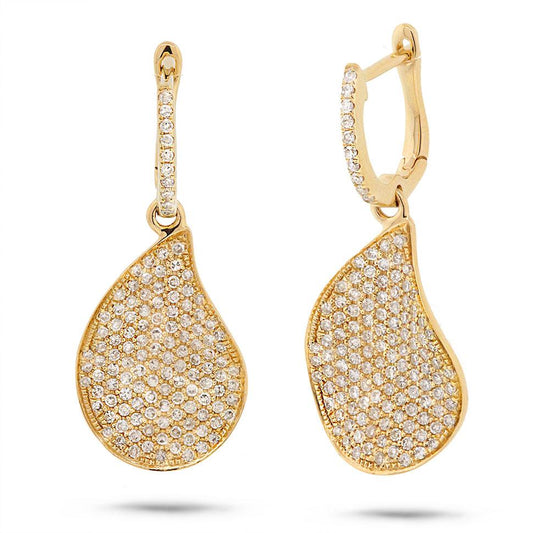 14k Yellow Gold Diamond Pave Earring - 0.83ct