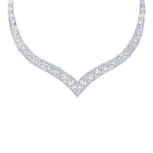 18k White Gold Diamond Necklace - 10.98ct V0086