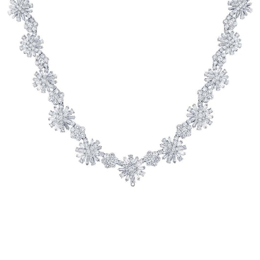 18k Classy White Gold Diamond Necklace - 12.81ct V0087