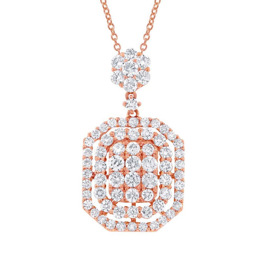 18k Rose Gold Diamond Pendant - 1.94ct