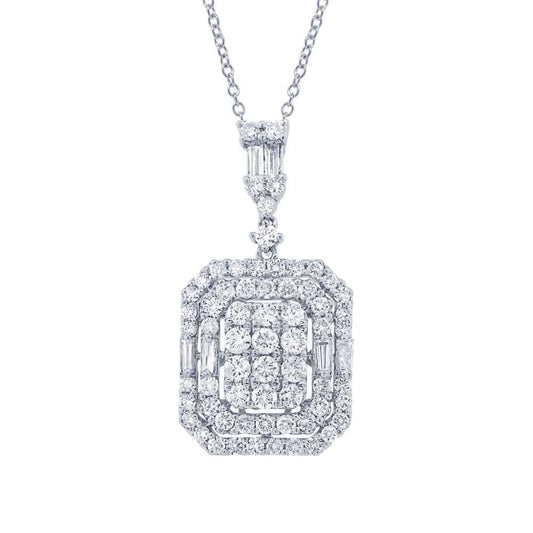 18k White Gold Diamond Pendant - 1.71ct