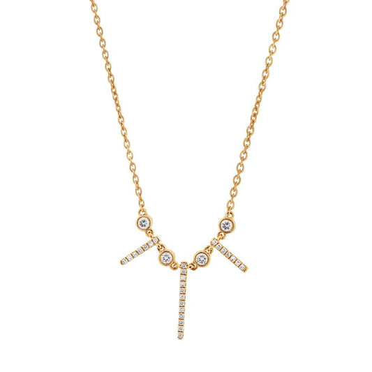 14k Yellow Gold Diamond Necklace - 0.22ct