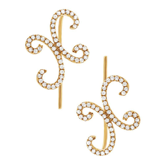 14k Yellow Gold Diamond Ear Crawler Earring