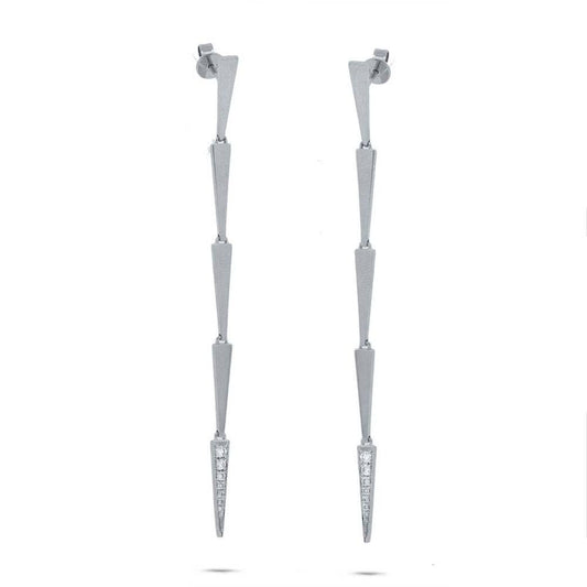 14k White Gold Diamond Triangle Earring - 0.17ct