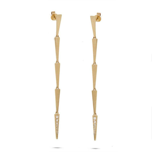 14k Yellow Gold Diamond Triangle Earring - 0.17ct