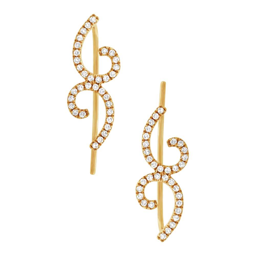 14k Yellow Gold Diamond Ear Crawler Earring