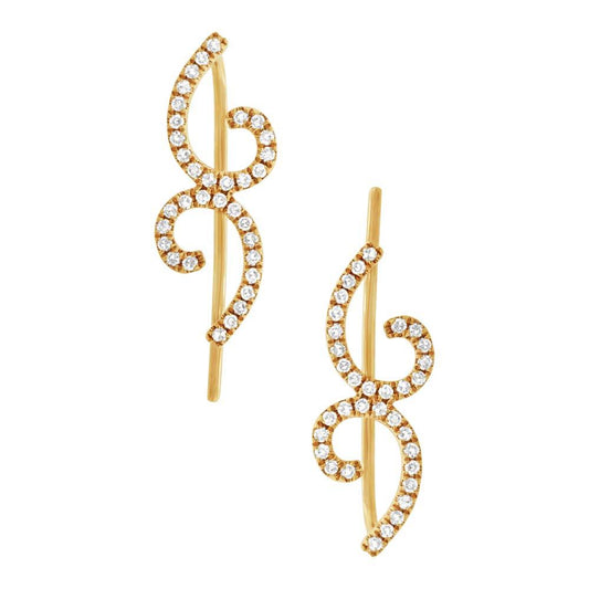 14k Yellow Gold Diamond Ear Crawler Earring