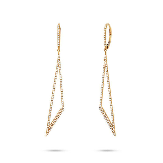 14k Yellow Gold Diamond Triangle Earring - 0.65ct