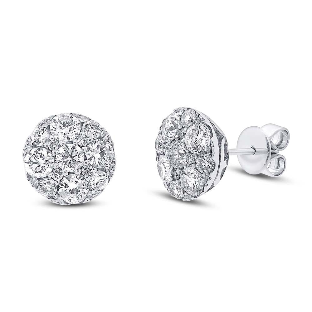 14k White Gold Diamond Cluster Earring - 2.00ct