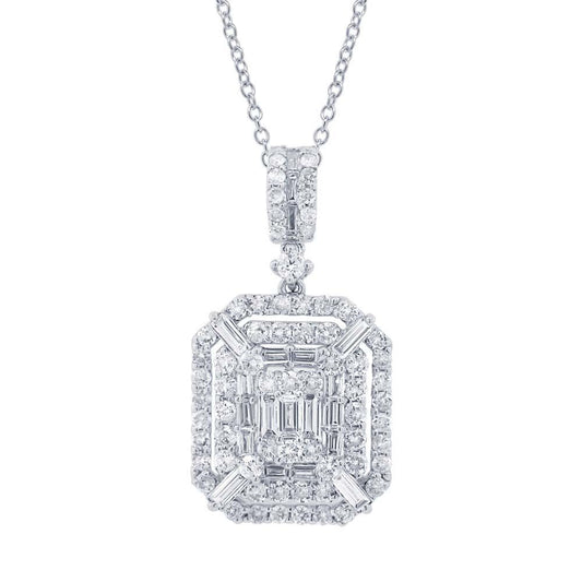 18k White Gold Diamond Pendant - 1.42ct