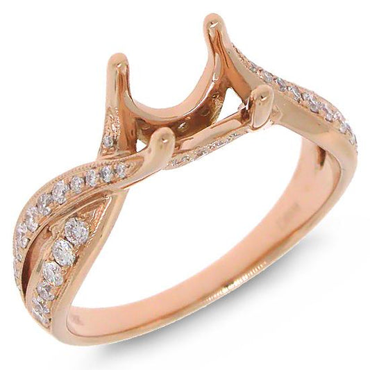 18k Rose Gold Diamond Semi-mount Ring - 0.35ct