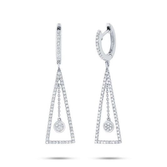 14k White Gold Diamond Triangle Earring - 0.42ct