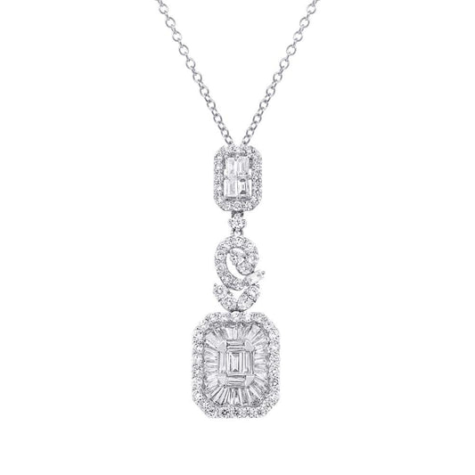 18k White Gold Diamond Pendant - 2.40ct