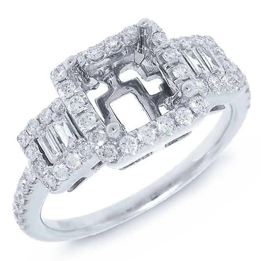 18k White Gold Diamond Semi-mount Ring - 0.58ct