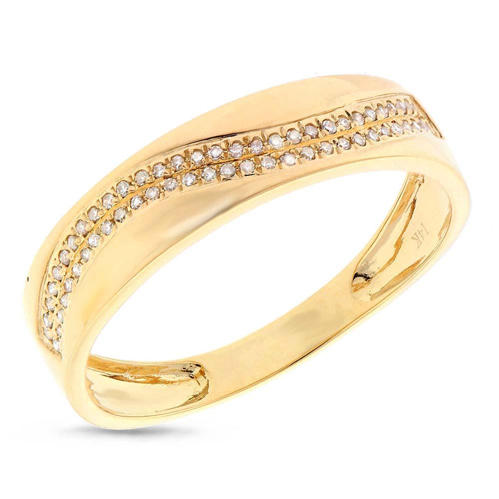 14k Yellow Gold Diamond Men's Band - 0.14ct