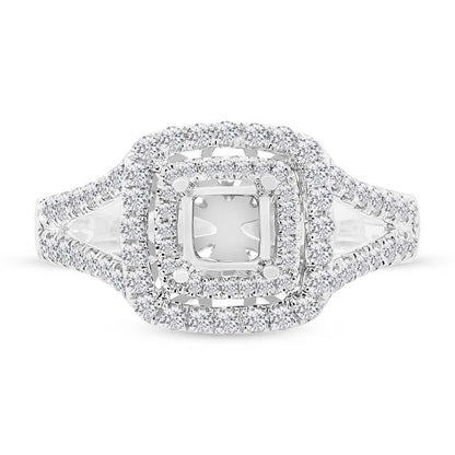 14k White Gold Diamond Semi-mount Ring for 4.5x4.5mm Center - 0.57ct