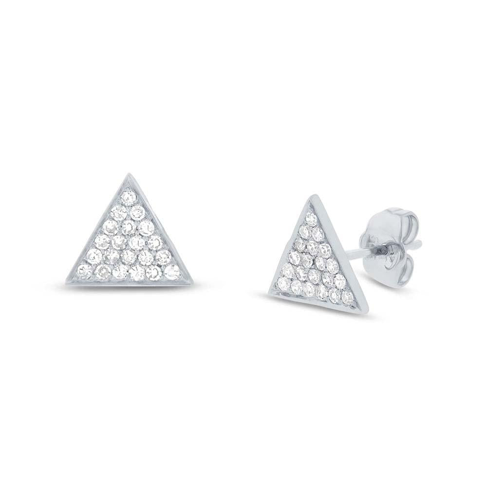 14k White Gold Diamond Pave Triangle Earring - 0.31ct