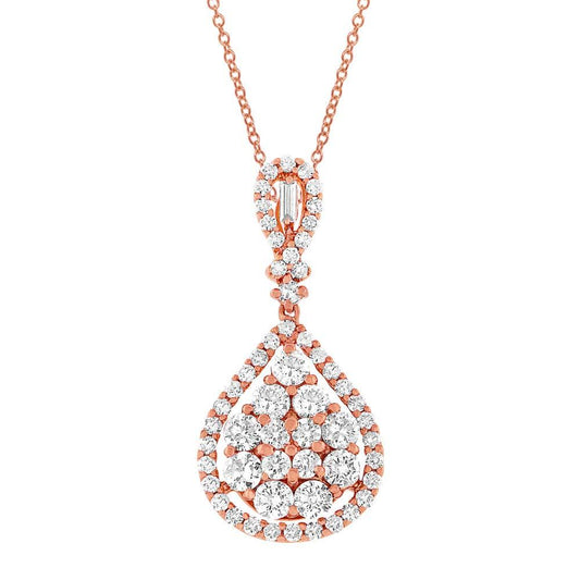 18k Rose Gold Diamond Pendant - 1.74ct