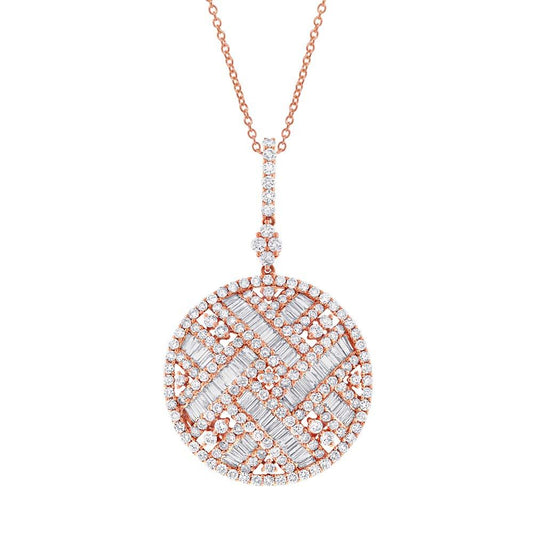 18k Rose Gold Diamond Pendant - 3.72ct
