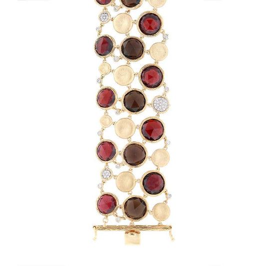 Diamond & 89.83 Multicolor Stone 14k Yellow Gold Bracelet - 0.66ct