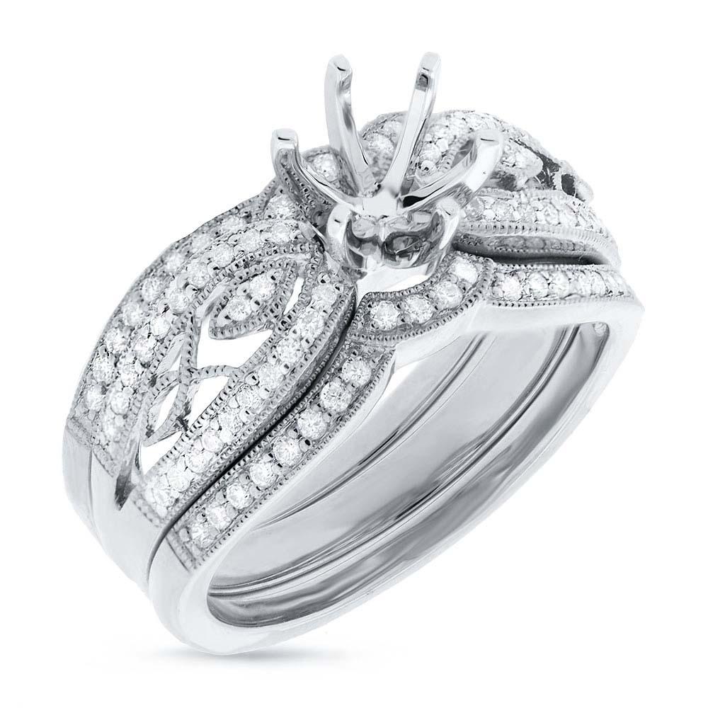 18k White Gold Diamond Semi-mount Ring 3-pc - 0.42ct