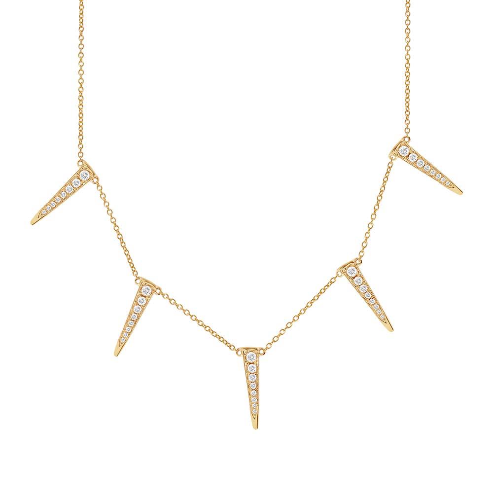 14k Yellow Gold Diamond Triangle Necklace - 0.42ct