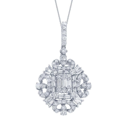 18k White Gold Diamond Pendant - 1.97ct