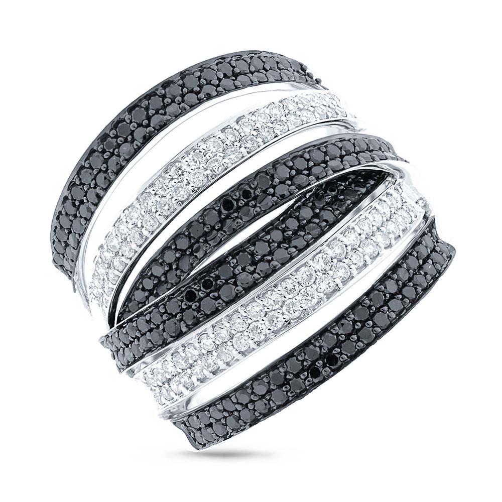 14k White Gold Black & White Diamond Lady's Ring - 1.65ct