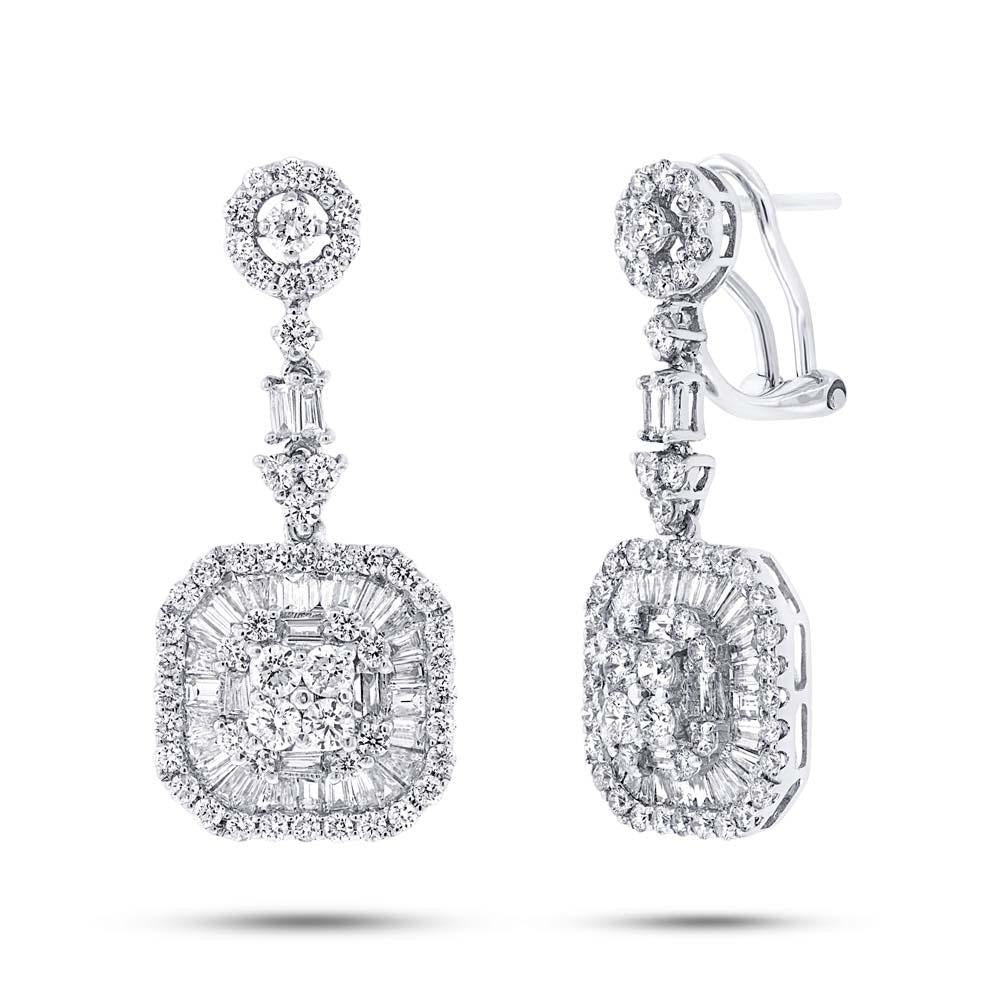 18k White Gold Diamond Earring - 3.51ct
