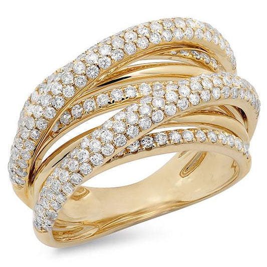 14k Yellow Gold Diamond Bridge Ring Size 6 - 1.75ct
