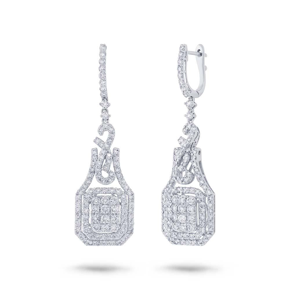 18k White Gold Diamond Earring - 3.53ct