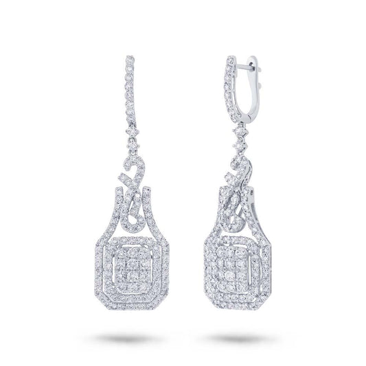 18k White Gold Diamond Earring - 3.53ct