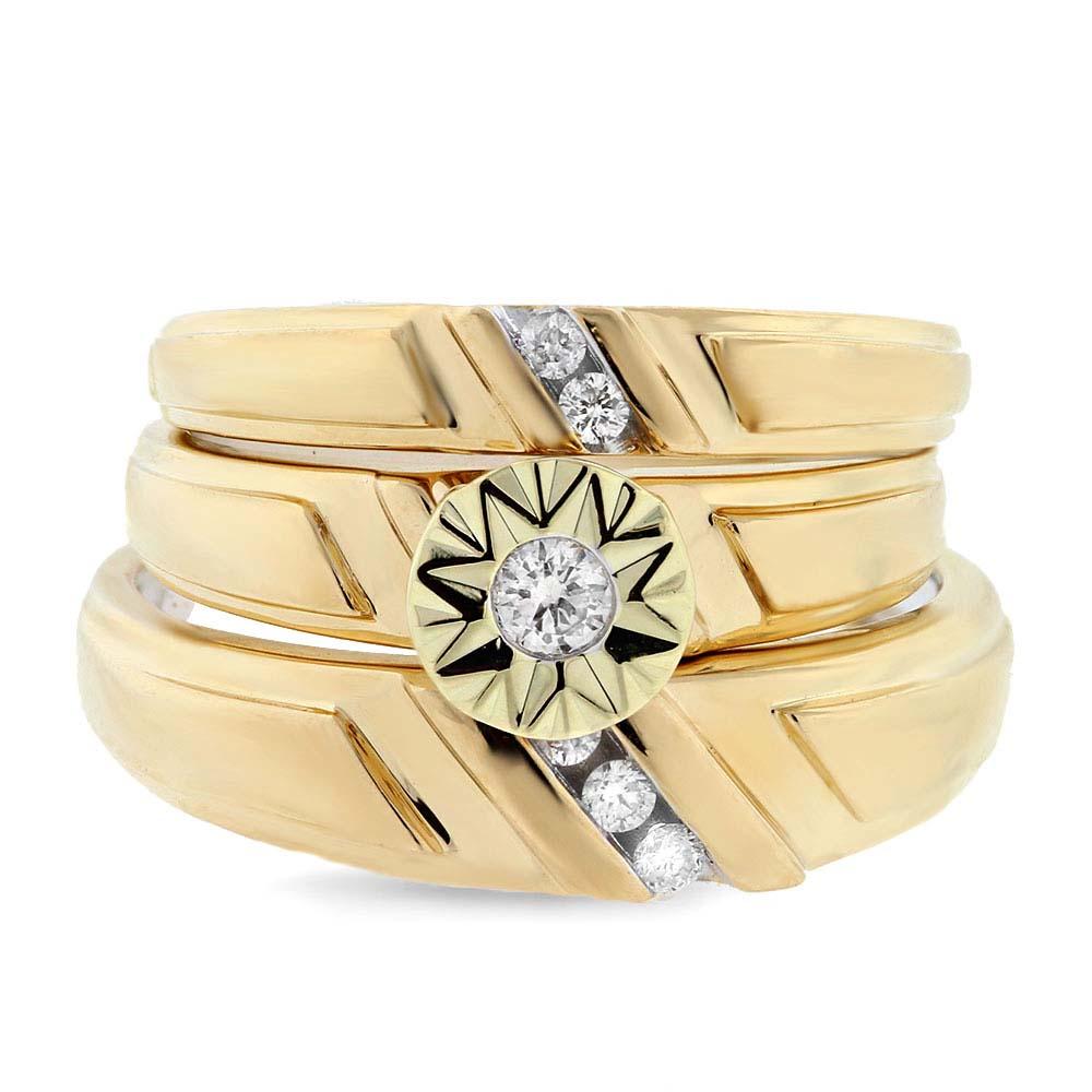 14k Yellow Gold Diamond Trio Set - 0.23ct