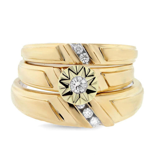 14k Yellow Gold Diamond Trio Set - 0.23ct
