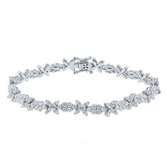 18k White Gold Diamond Round Invisible Lady's Bracelet - 5.04ct